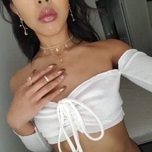 Off Shoulder Ruched Crop Top